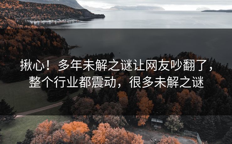 揪心！多年未解之谜让网友吵翻了，整个行业都震动，很多未解之谜