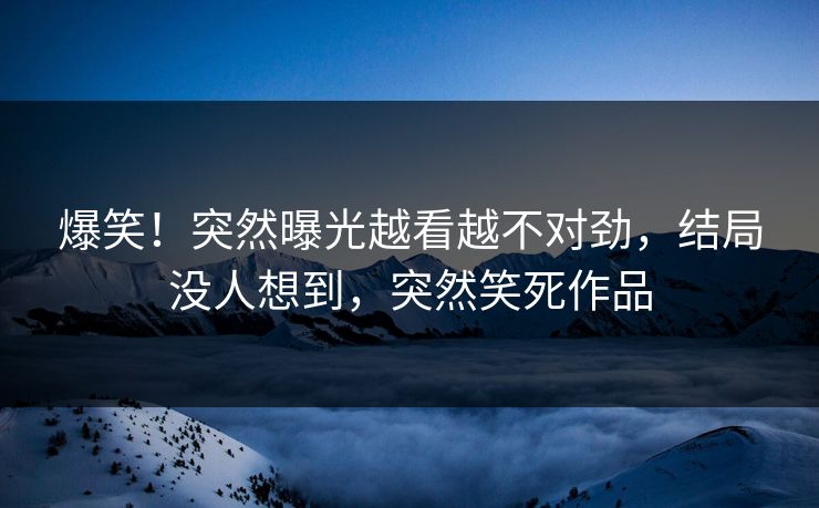 爆笑！突然曝光越看越不对劲，结局没人想到，突然笑死作品